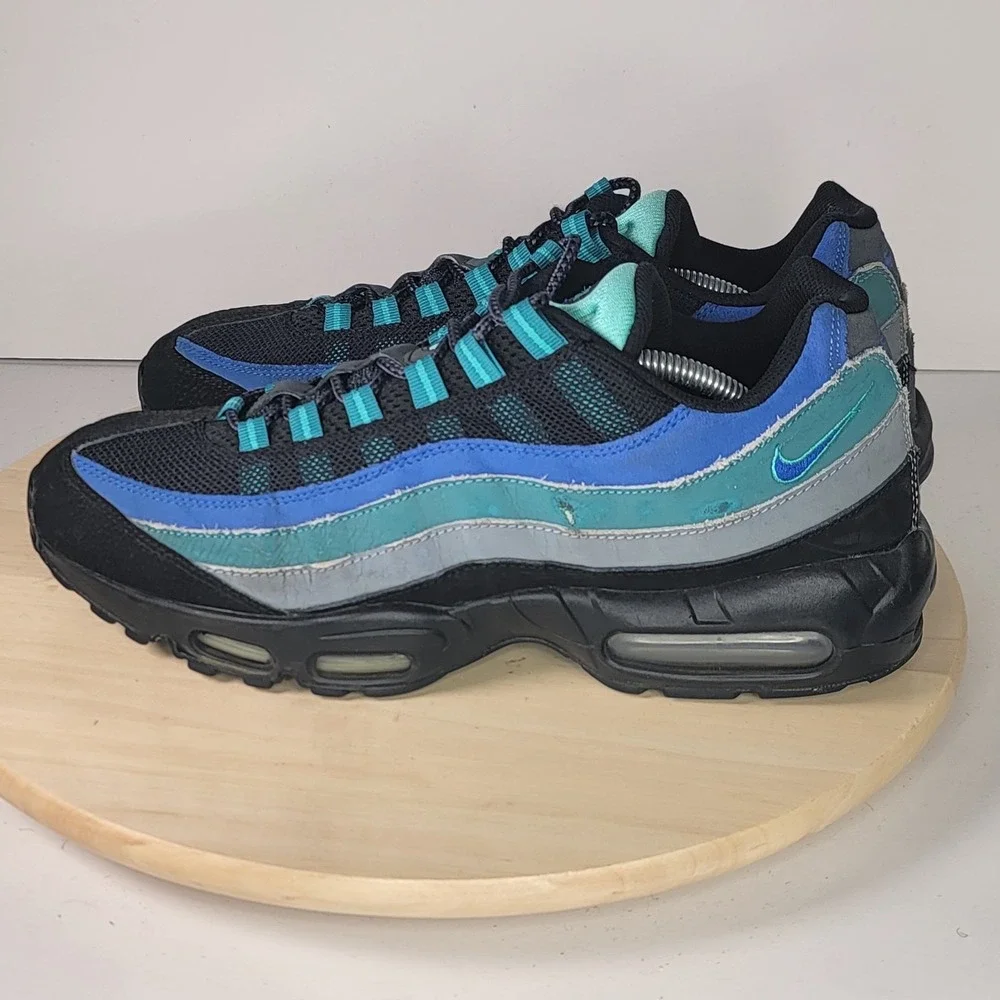 2014 Nike Air Max 95 OG SZ 12 Black Hyper Cobalt Blue Teal PRM 609048-084